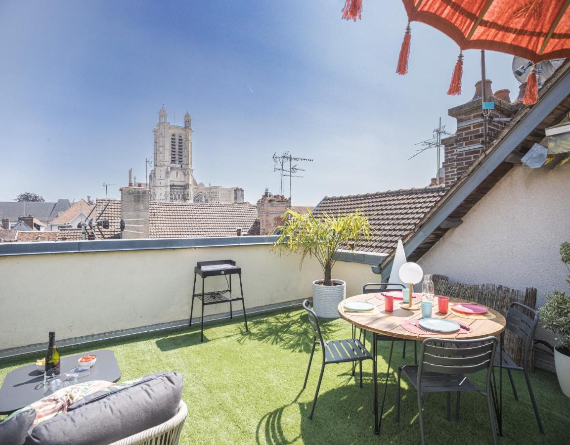 Le Rooftop - Vue Cathedrale - Climatisation 特鲁瓦 外观 照片